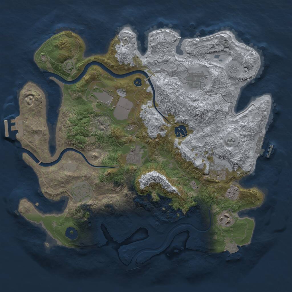 Rust Map: Procedural Map, Size: 3500, Seed: 68009418, 14 Monuments
