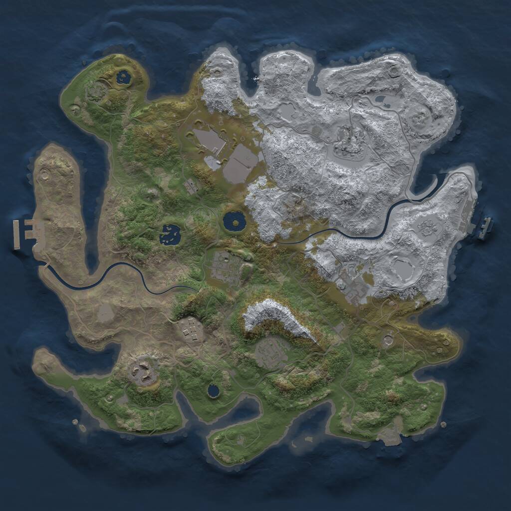Rust Map: Procedural Map, Size: 3500, Seed: 68009418, 14 Monuments