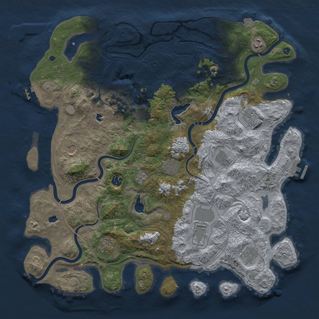 Rust Map: Procedural Map, Size: 4500, Seed: 215, 16 Monuments