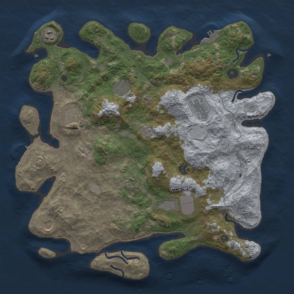 Rust Map: Procedural Map, Size: 4000, Seed: 2014058841, 16 Monuments