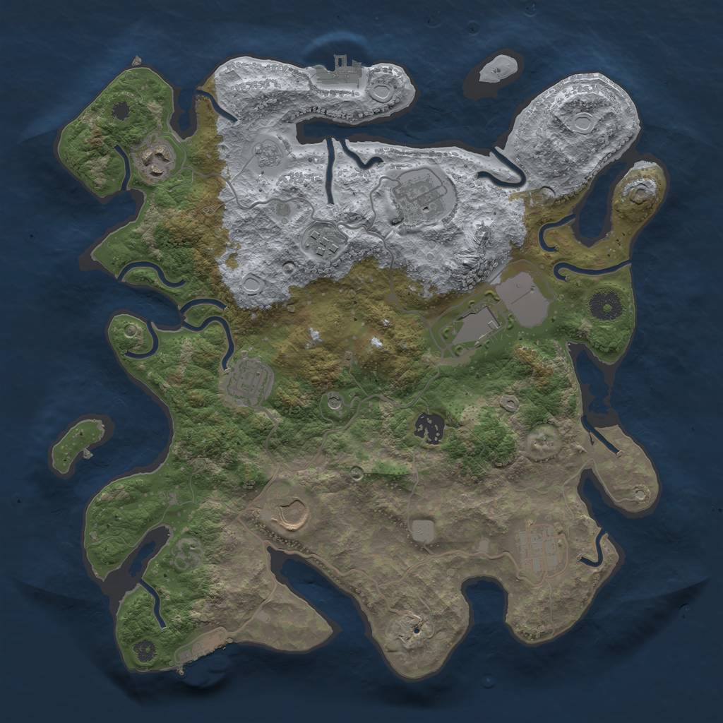 Rust Map: Procedural Map, Size: 3500, Seed: 1858709208, 15 Monuments