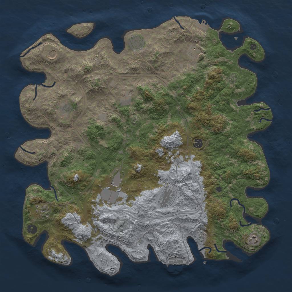 Rust Map: Procedural Map, Size: 4500, Seed: 645477168, 18 Monuments