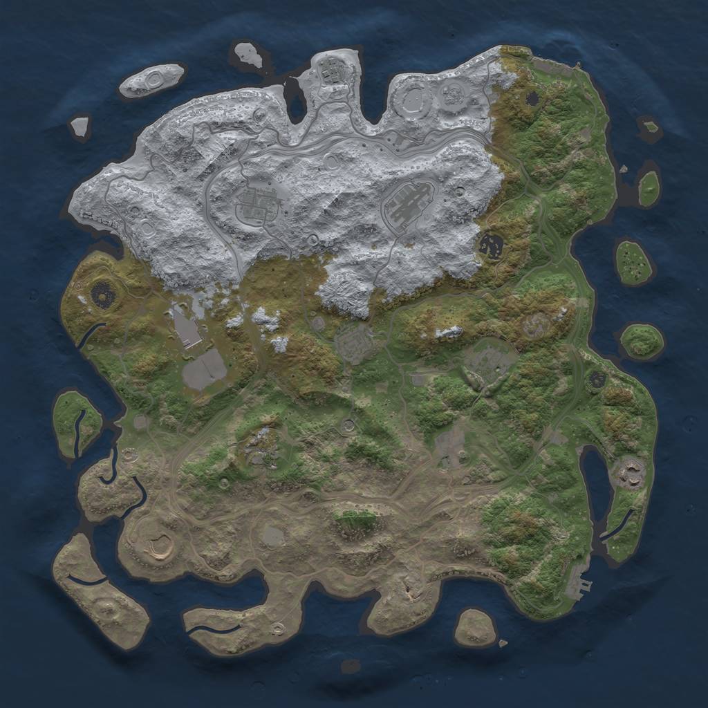 Rust Map: Procedural Map, Size: 4250, Seed: 490455579, 18 Monuments