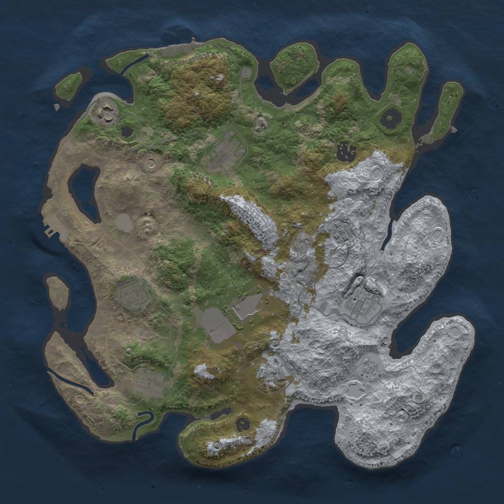 Rust Map: Procedural Map, Size: 3700, Seed: 36345, 16 Monuments