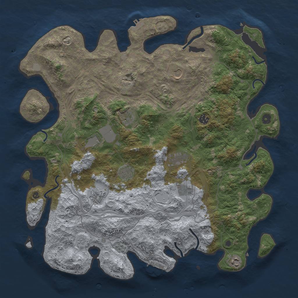 Rust Map: Procedural Map, Size: 4500, Seed: 54072033, 17 Monuments
