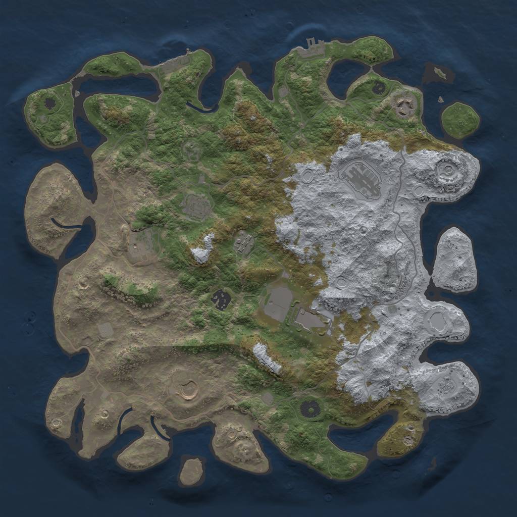 Rust Map: Procedural Map, Size: 4050, Seed: 1131607736, 15 Monuments