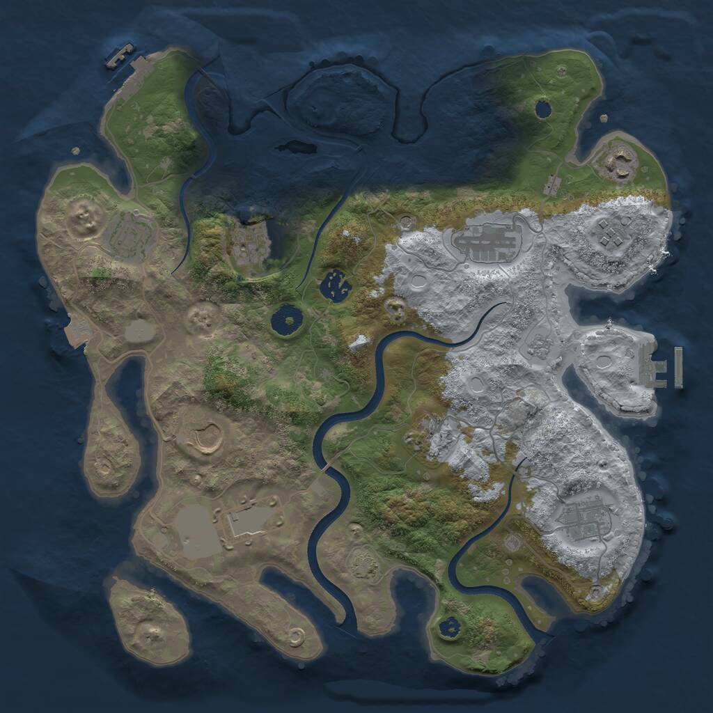 Rust Map: Procedural Map, Size: 3500, Seed: 1141098578, 16 Monuments
