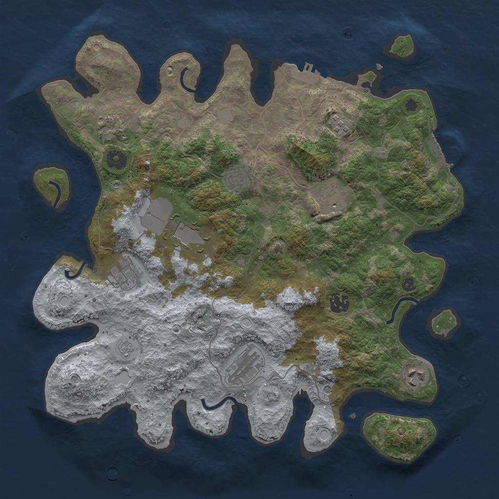 Rust Map: Procedural Map, Size: 3700, Seed: 97195338, 16 Monuments