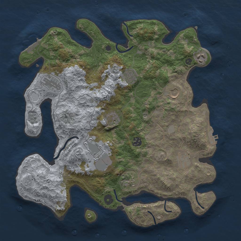 Rust Map: Procedural Map, Size: 3700, Seed: 1030500970, 17 Monuments