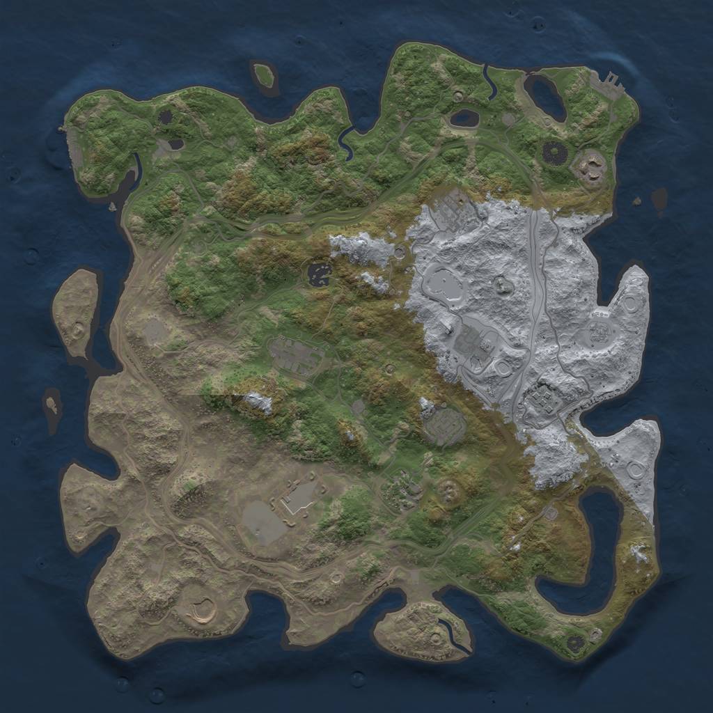 Rust Map: Procedural Map, Size: 4250, Seed: 1935438613, 17 Monuments