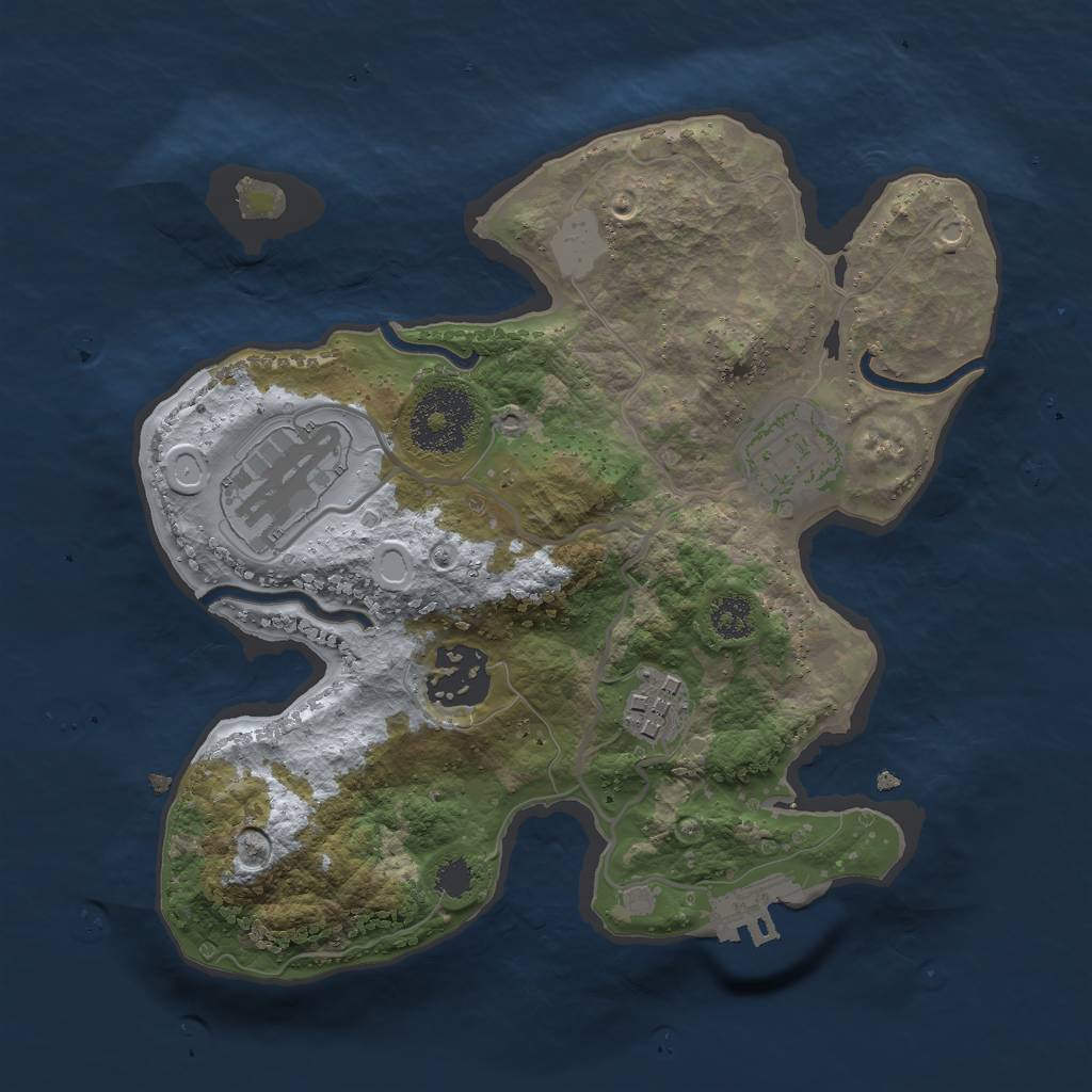 Rust Map: Procedural Map, Size: 2500, Seed: 401044449, 8 Monuments