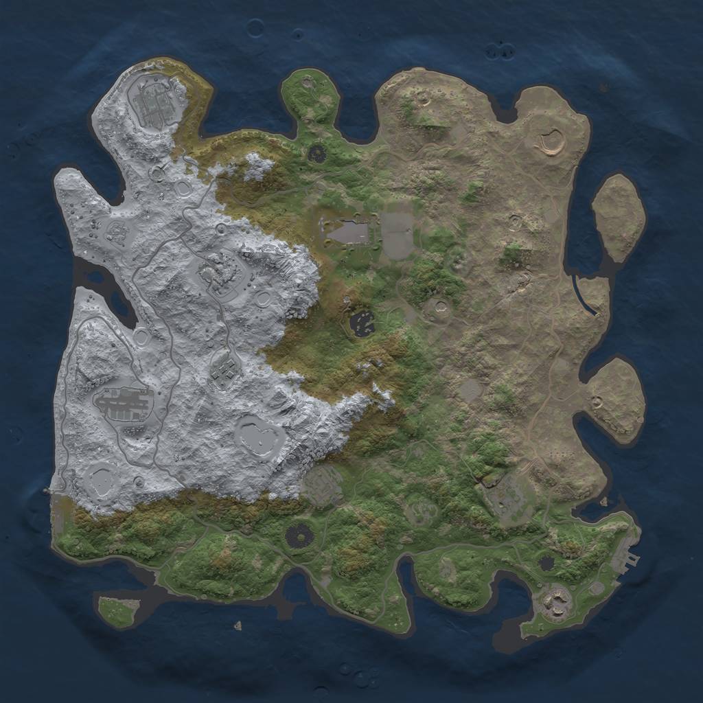 Rust Map: Procedural Map, Size: 4000, Seed: 4411, 17 Monuments