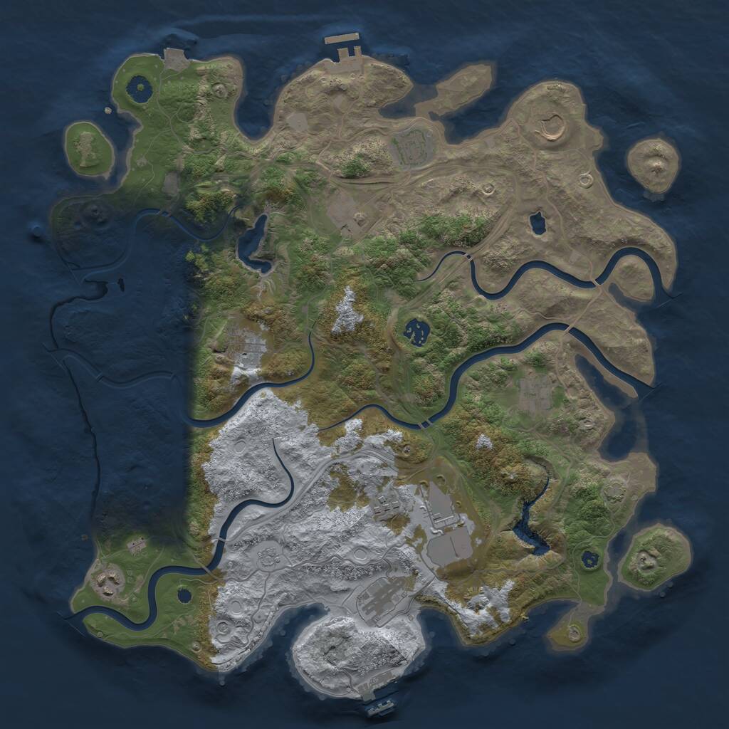 Rust Map: Procedural Map, Size: 4250, Seed: 7568, 16 Monuments