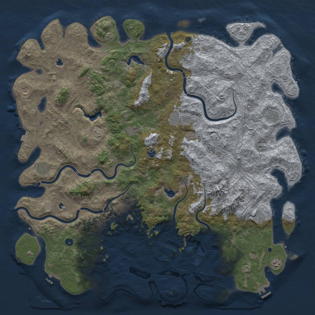 Rust Map: Procedural Map, Size: 6000, Seed: 1176167087, 17 Monuments