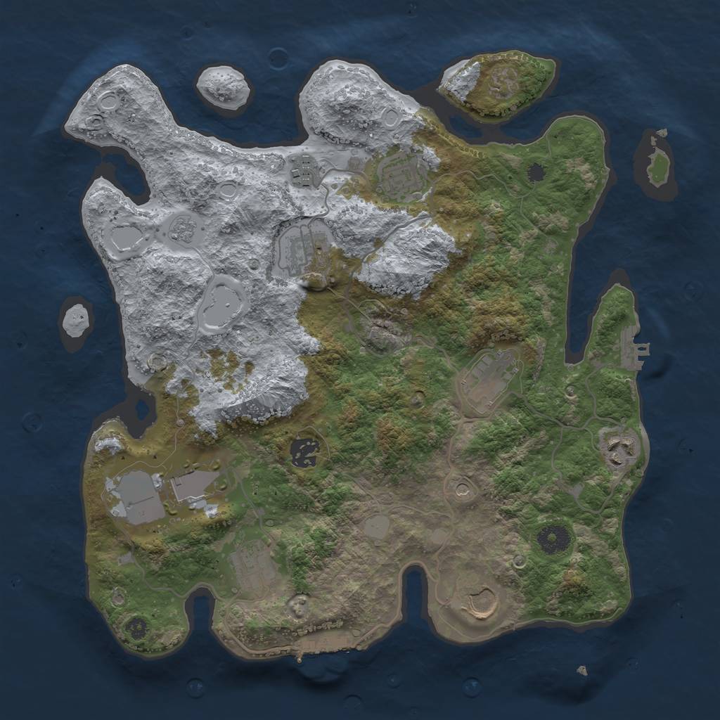 Rust Map: Procedural Map, Size: 3500, Seed: 51086995, 16 Monuments