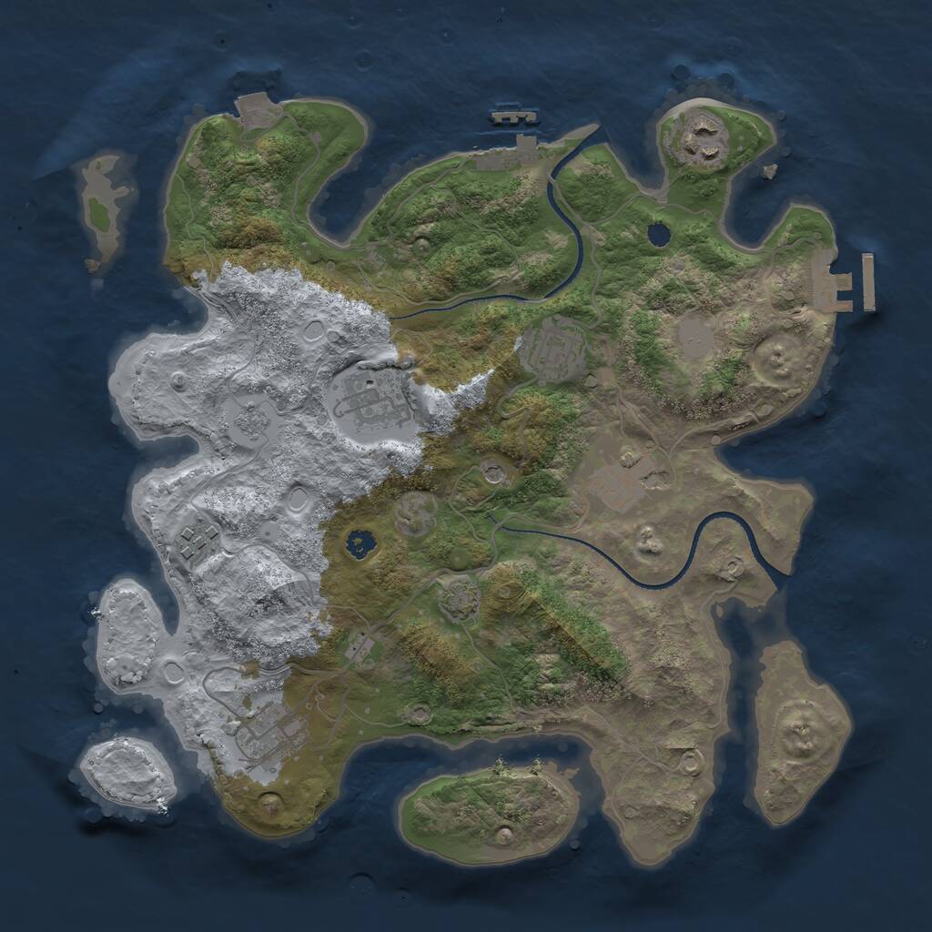 Rust Map: Procedural Map, Size: 3250, Seed: 1970852763, 12 Monuments