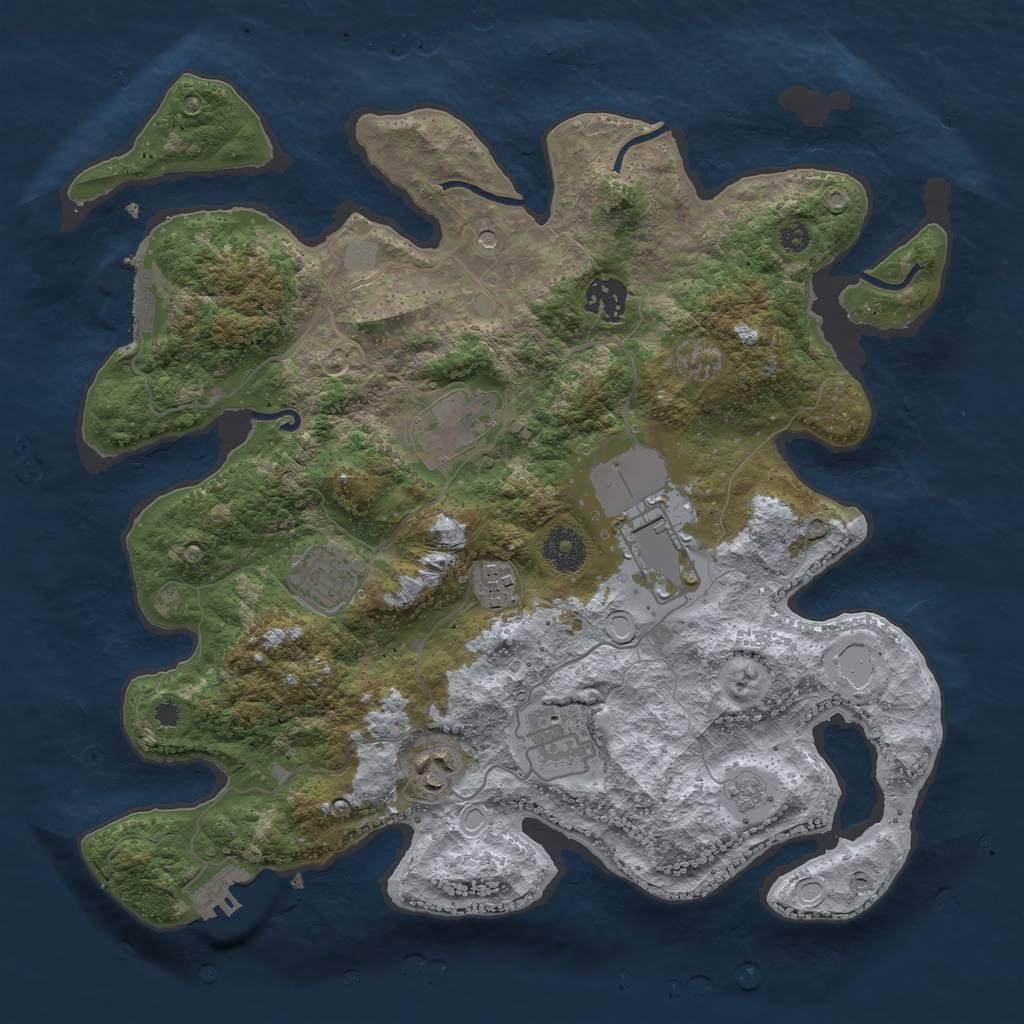 Rust Map: Procedural Map, Size: 3500, Seed: 750769435, 14 Monuments