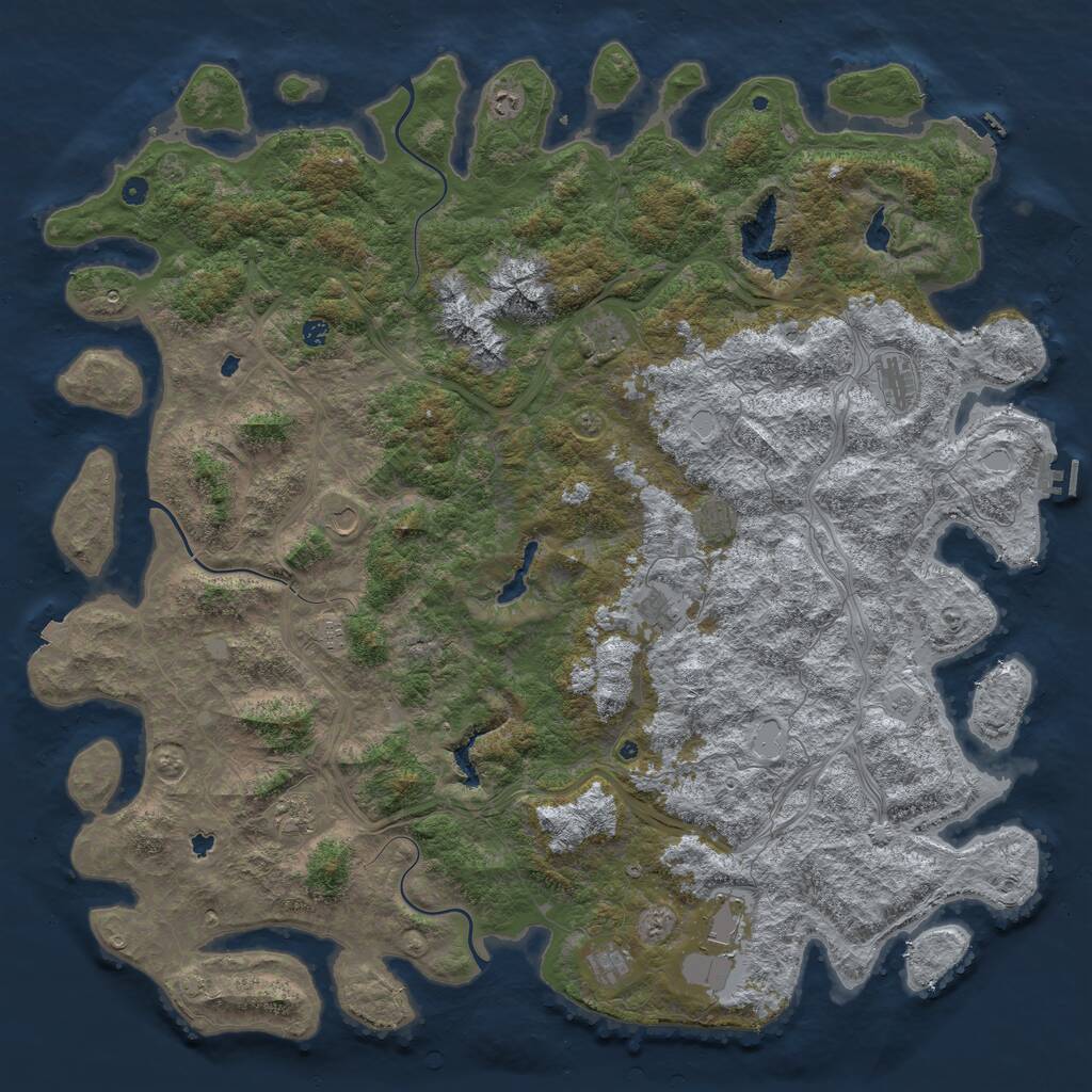 Rust Map: Procedural Map, Size: 6000, Seed: 1226322, 17 Monuments