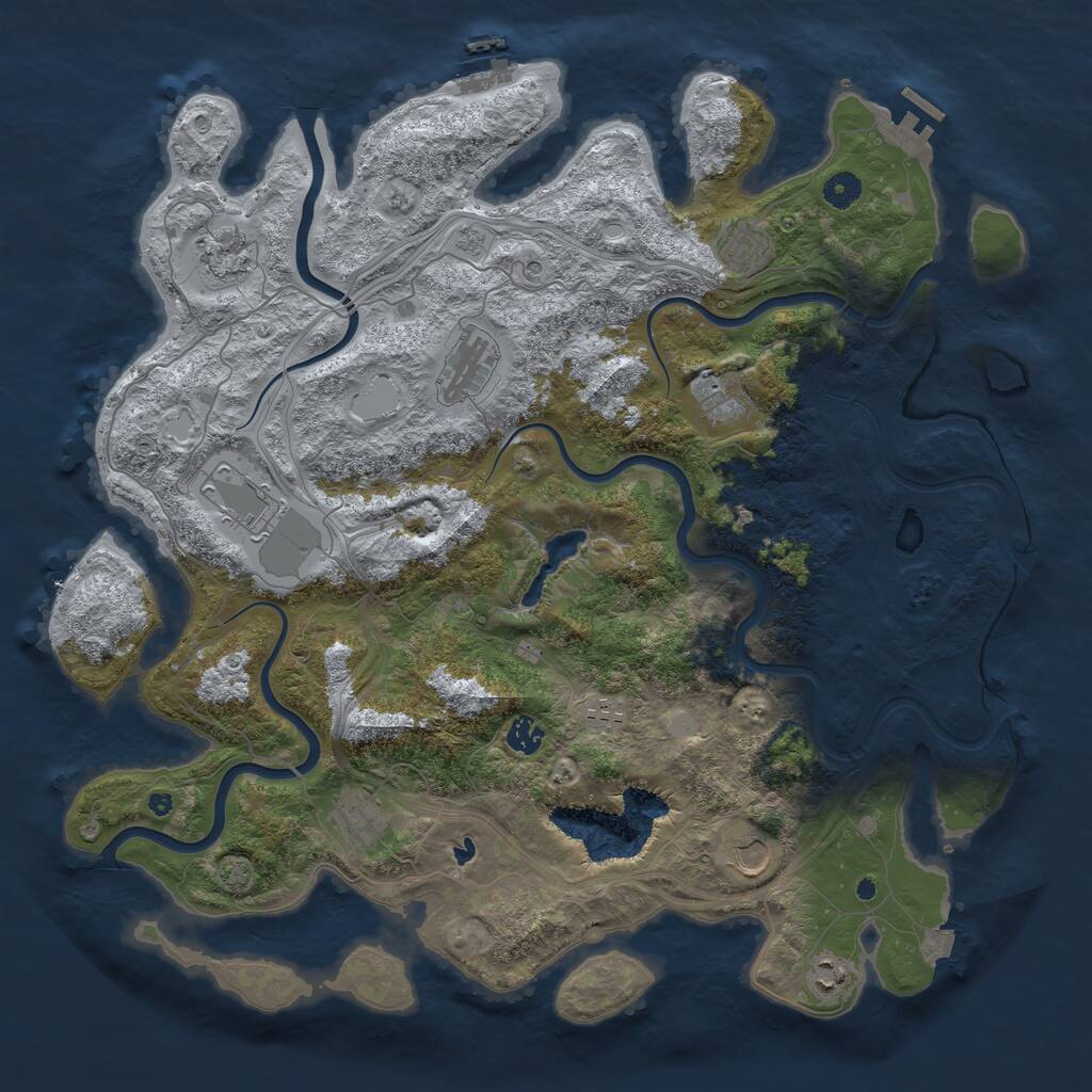 Rust Map: Procedural Map, Size: 4500, Seed: 11877, 16 Monuments