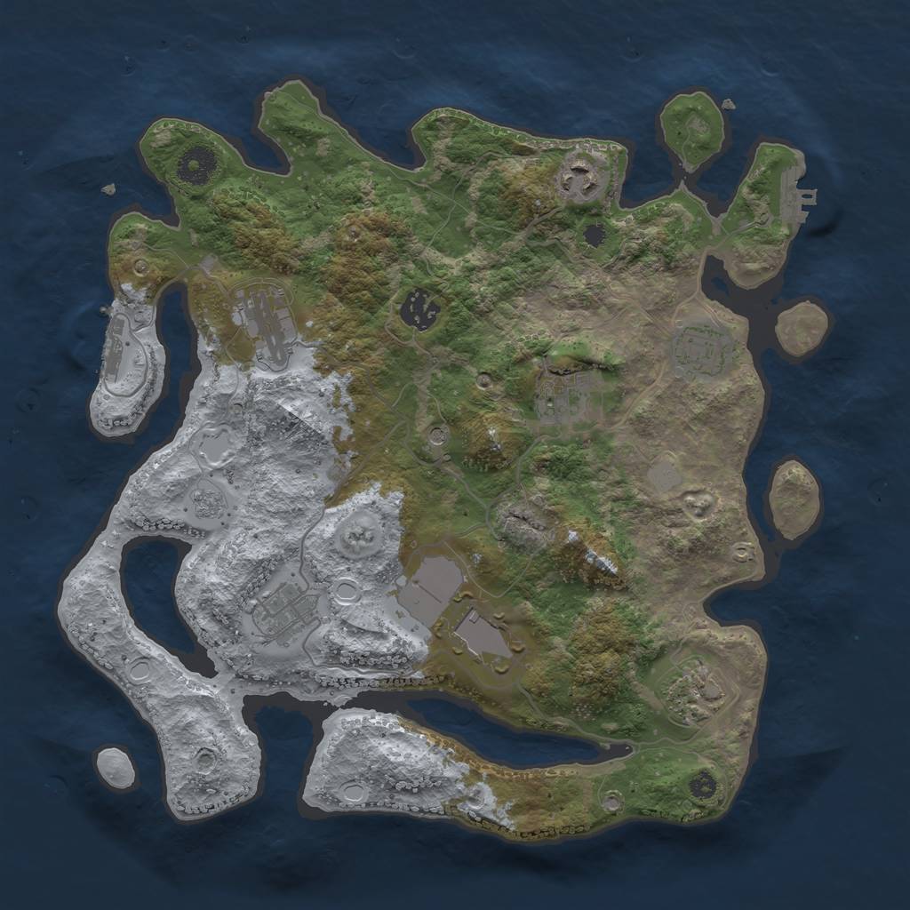 Rust Map: Procedural Map, Size: 3500, Seed: 1715647439, 15 Monuments