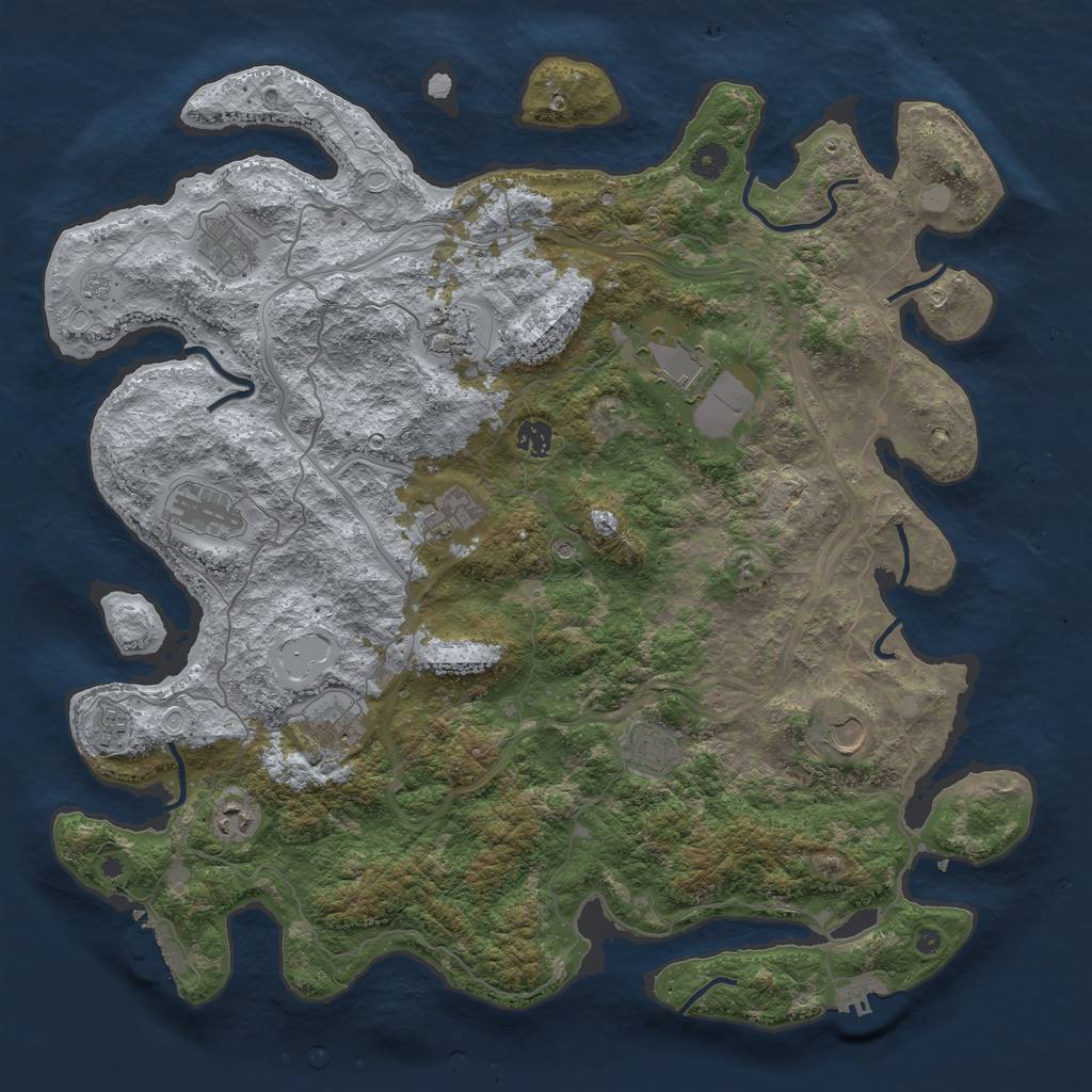 Rust Map: Procedural Map, Size: 4500, Seed: 11517895, 18 Monuments