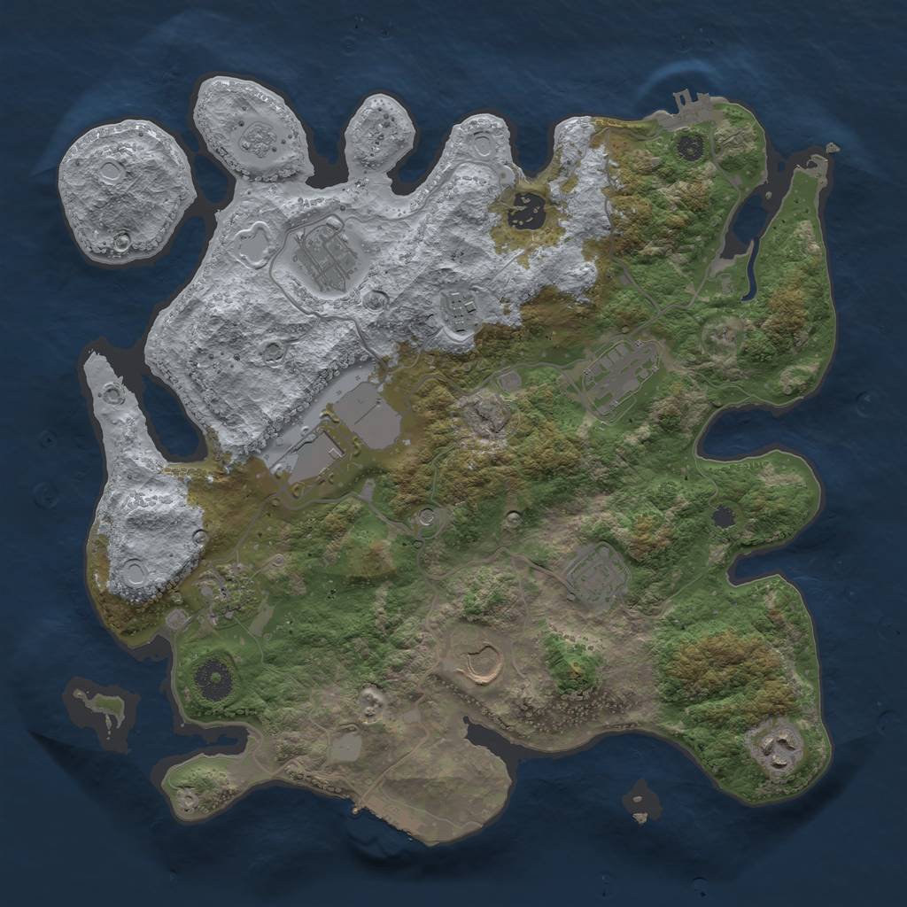 Rust Map: Procedural Map, Size: 3500, Seed: 803939095, 16 Monuments
