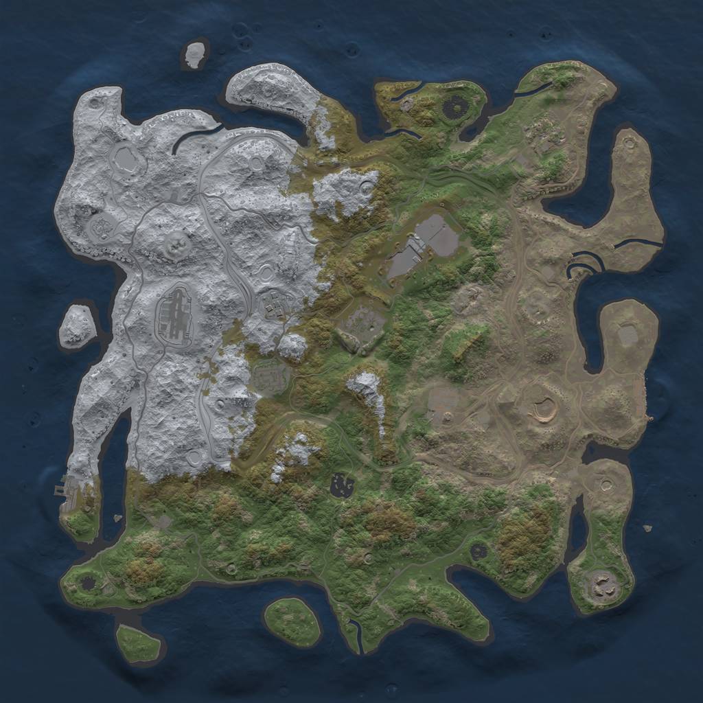 Rust Map: Procedural Map, Size: 4250, Seed: 650690048, 17 Monuments