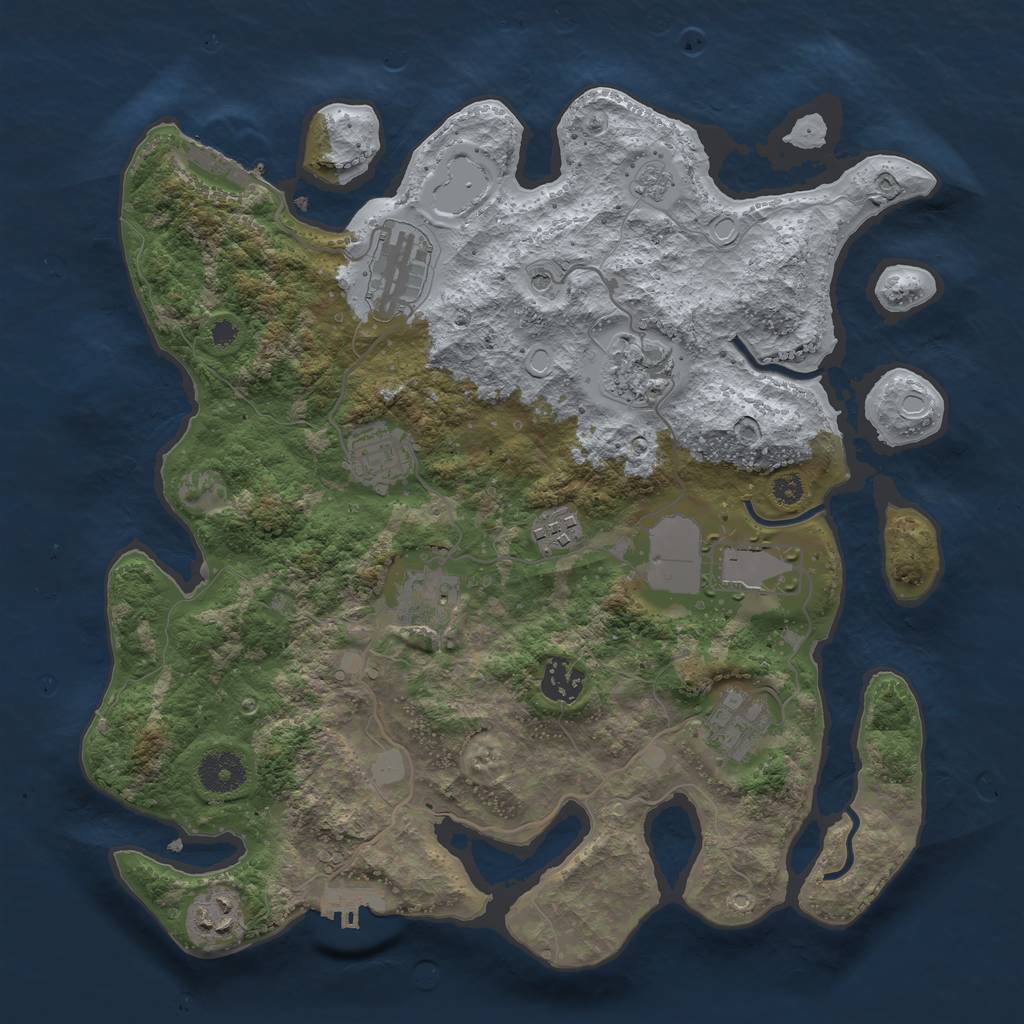 Rust Map: Procedural Map, Size: 3500, Seed: 811941993, 16 Monuments