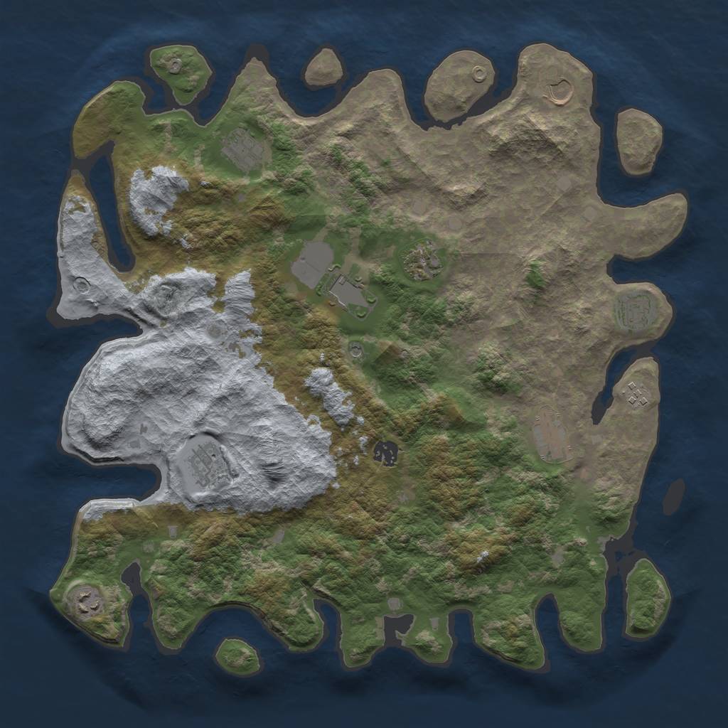 Rust Map: Barren, Size: 4250, Seed: 711120133, 13 Monuments