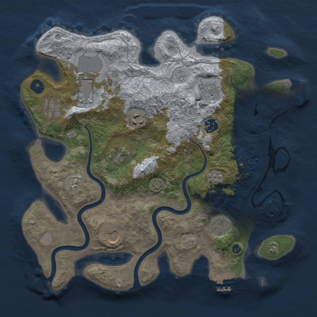Rust Map: Procedural Map, Size: 3500, Seed: 132721686, 15 Monuments