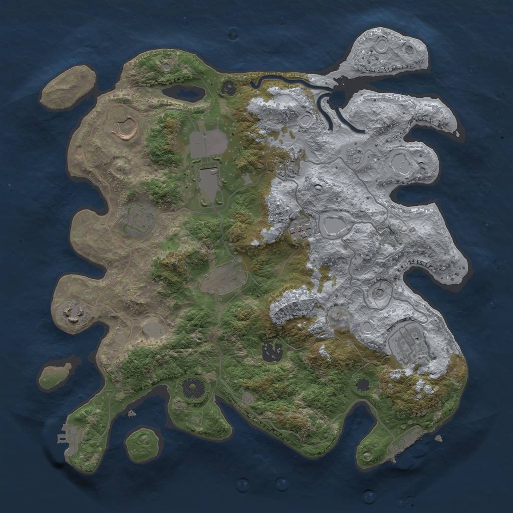 Rust Map: Procedural Map, Size: 3500, Seed: 39101621, 16 Monuments