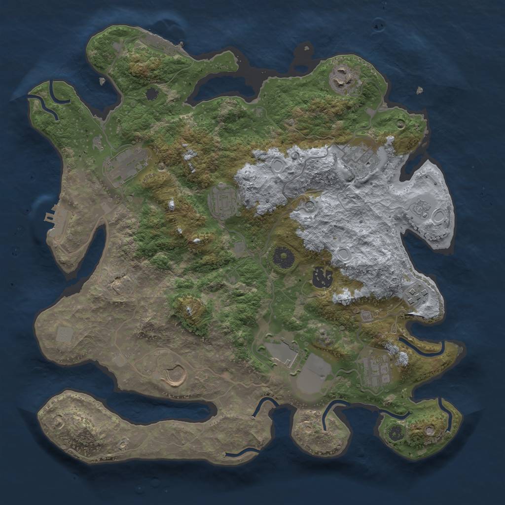 Rust Map: Procedural Map, Size: 3500, Seed: 43248180, 16 Monuments