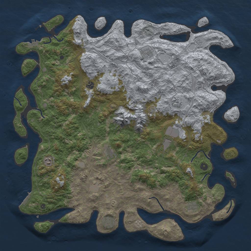 Rust Map: Procedural Map, Size: 5000, Seed: 6429294, 17 Monuments