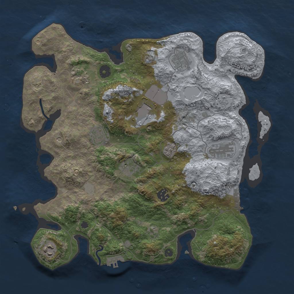 Rust Map: Procedural Map, Size: 3600, Seed: 956430045, 17 Monuments