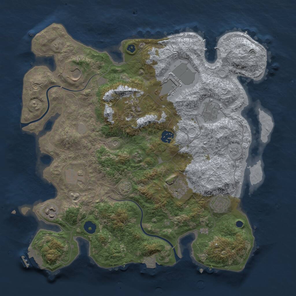 Rust Map: Procedural Map, Size: 3600, Seed: 956430045, 14 Monuments