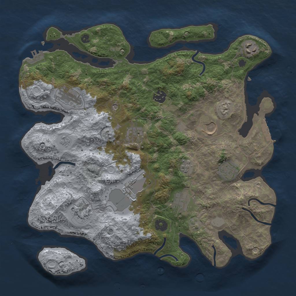 Rust Map: Procedural Map, Size: 3500, Seed: 868822577, 17 Monuments
