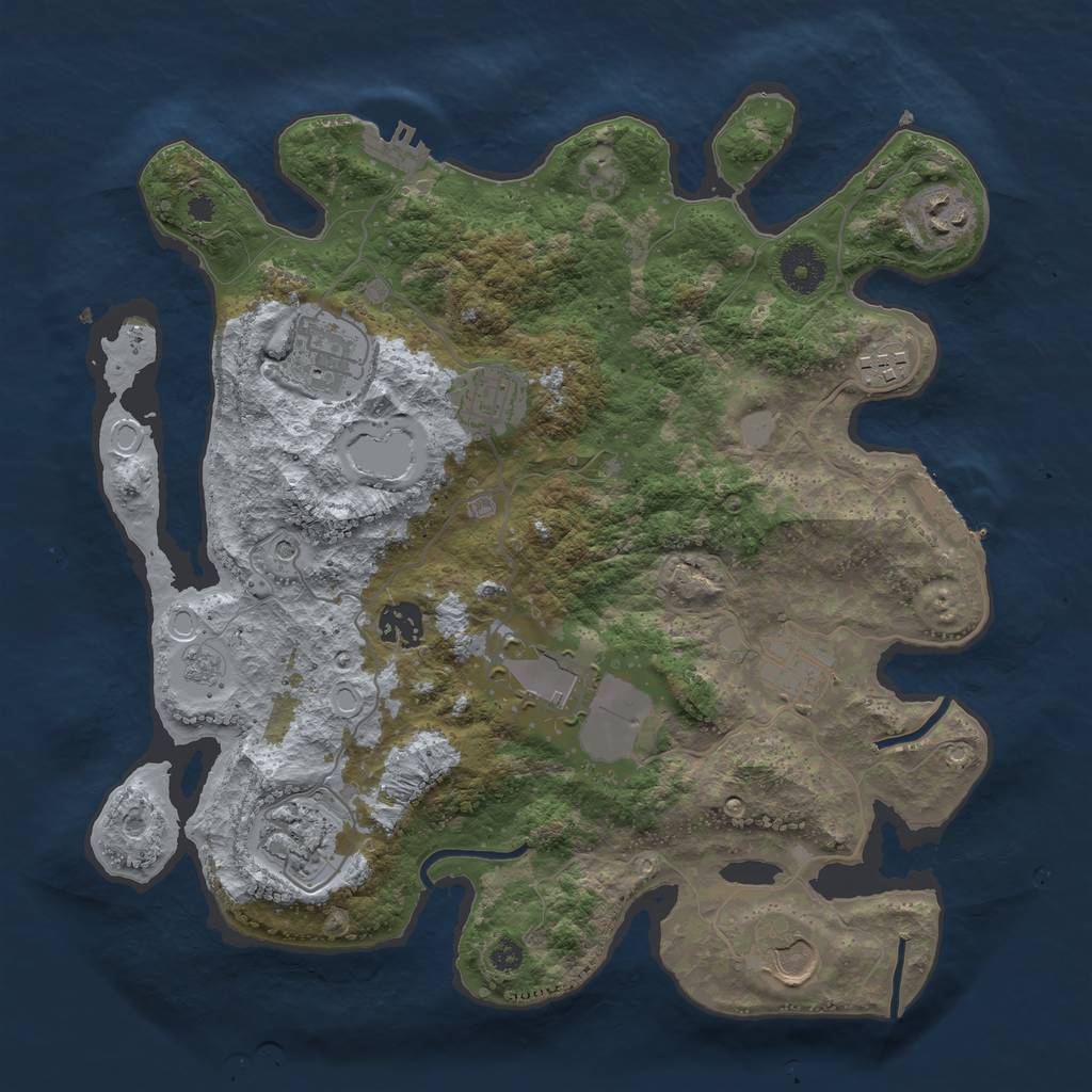 Rust Map: Procedural Map, Size: 3500, Seed: 34483017, 16 Monuments