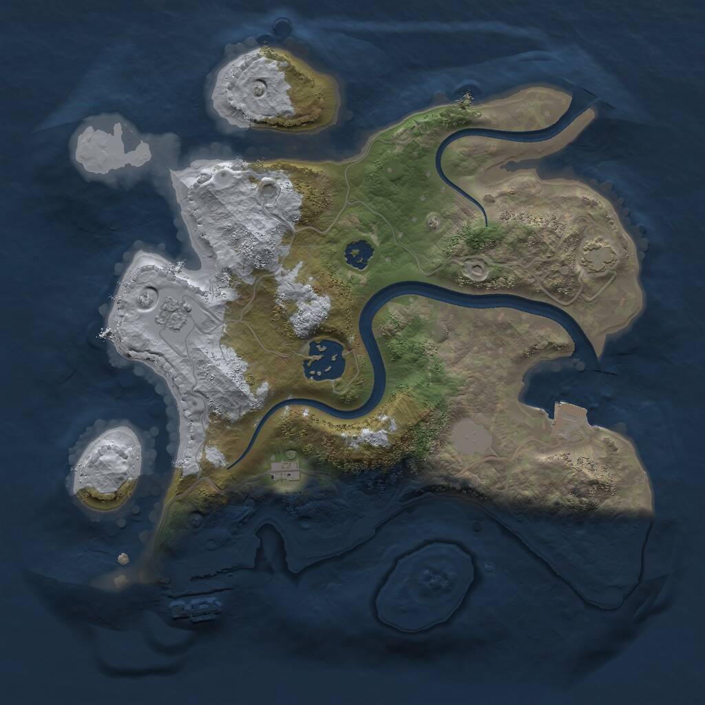 Rust Map: Procedural Map, Size: 2500, Seed: 559428531, 5 Monuments
