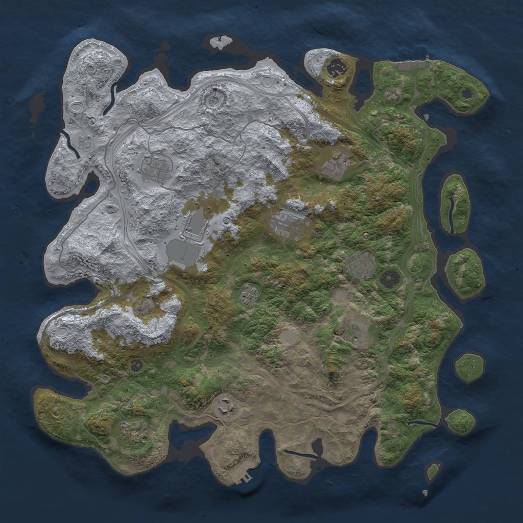Rust Map: Procedural Map, Size: 4250, Seed: 473412646, 17 Monuments