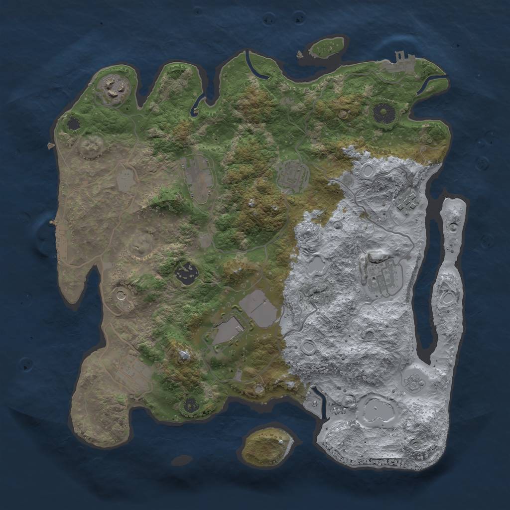 Rust Map: Procedural Map, Size: 3500, Seed: 56979647, 15 Monuments