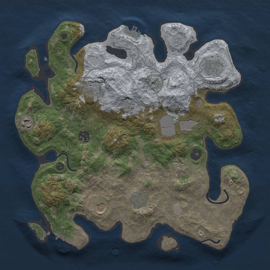 Rust Map: Procedural Map, Size: 3500, Seed: 92187799, 16 Monuments