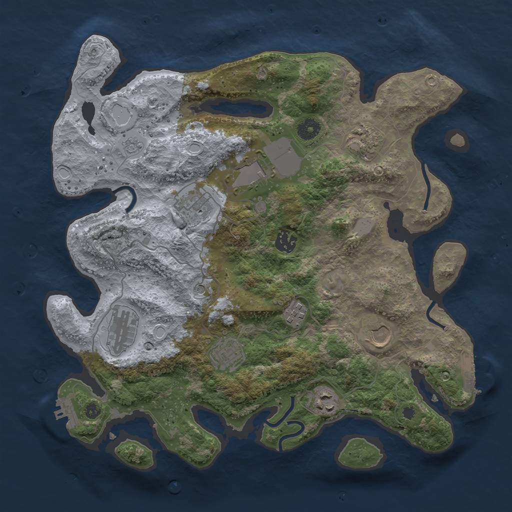 Rust Map: Procedural Map, Size: 3500, Seed: 75004501, 16 Monuments