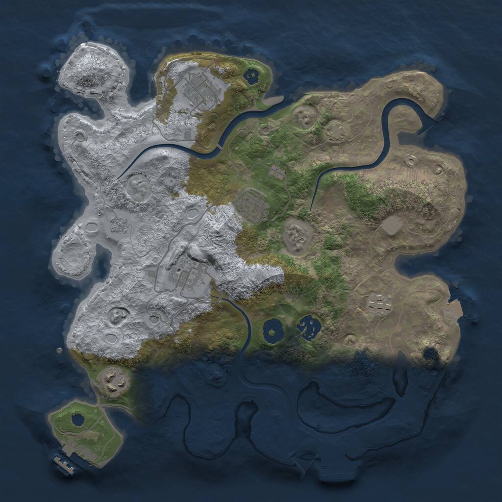 Rust Map: Procedural Map, Size: 3250, Seed: 1026269321, 12 Monuments