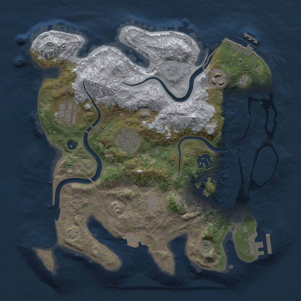 Rust Map: Procedural Map, Size: 3000, Seed: 1307775520, 11 Monuments