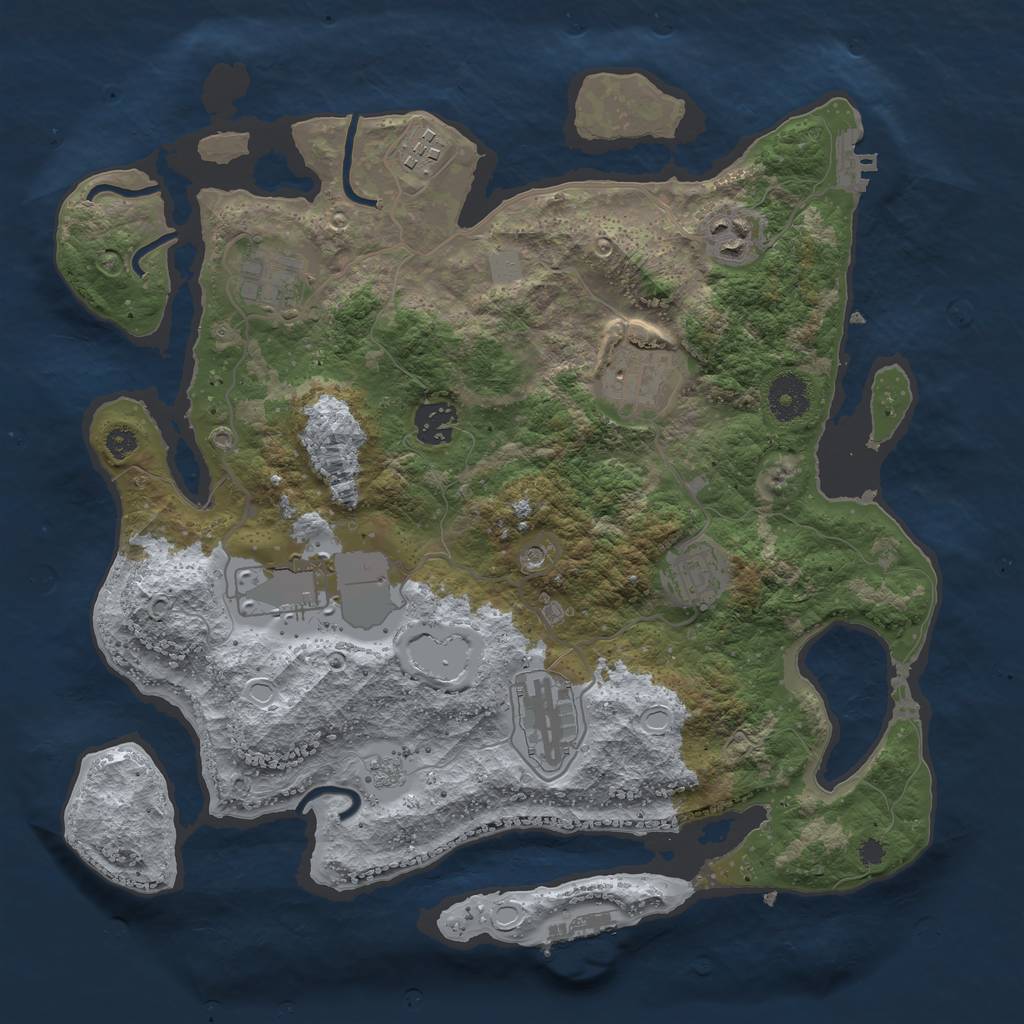 Rust Map: Procedural Map, Size: 3500, Seed: 50529094, 15 Monuments