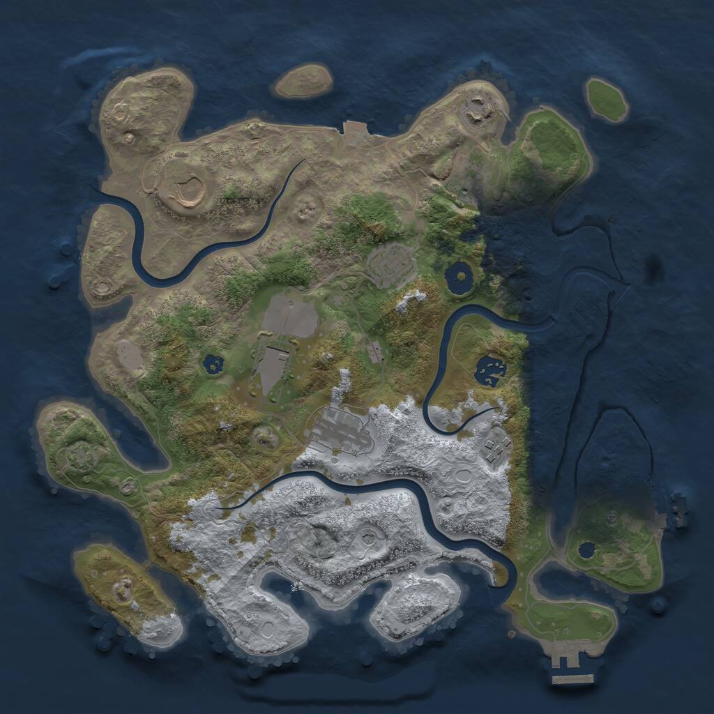 Rust Map: Procedural Map, Size: 3500, Seed: 406445598, 13 Monuments