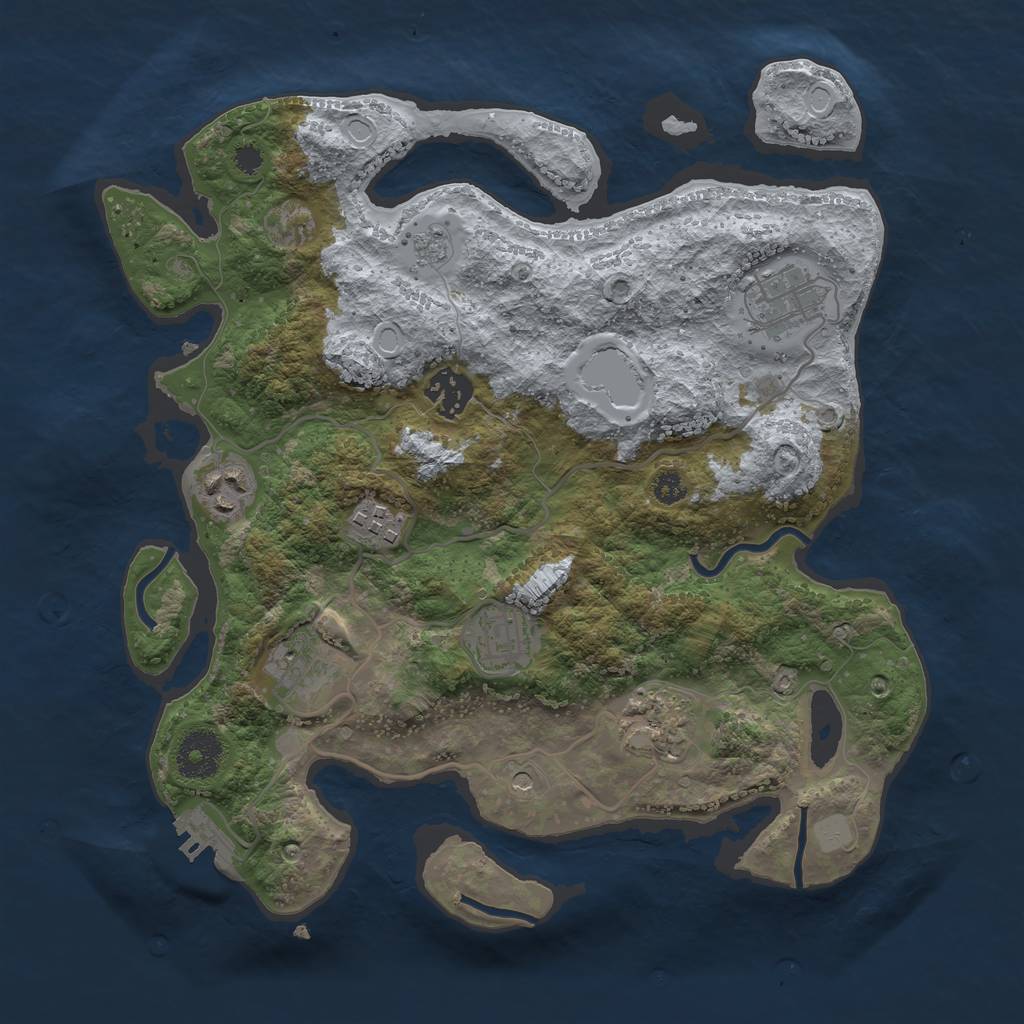 Rust Map: Procedural Map, Size: 3250, Seed: 851727943, 13 Monuments