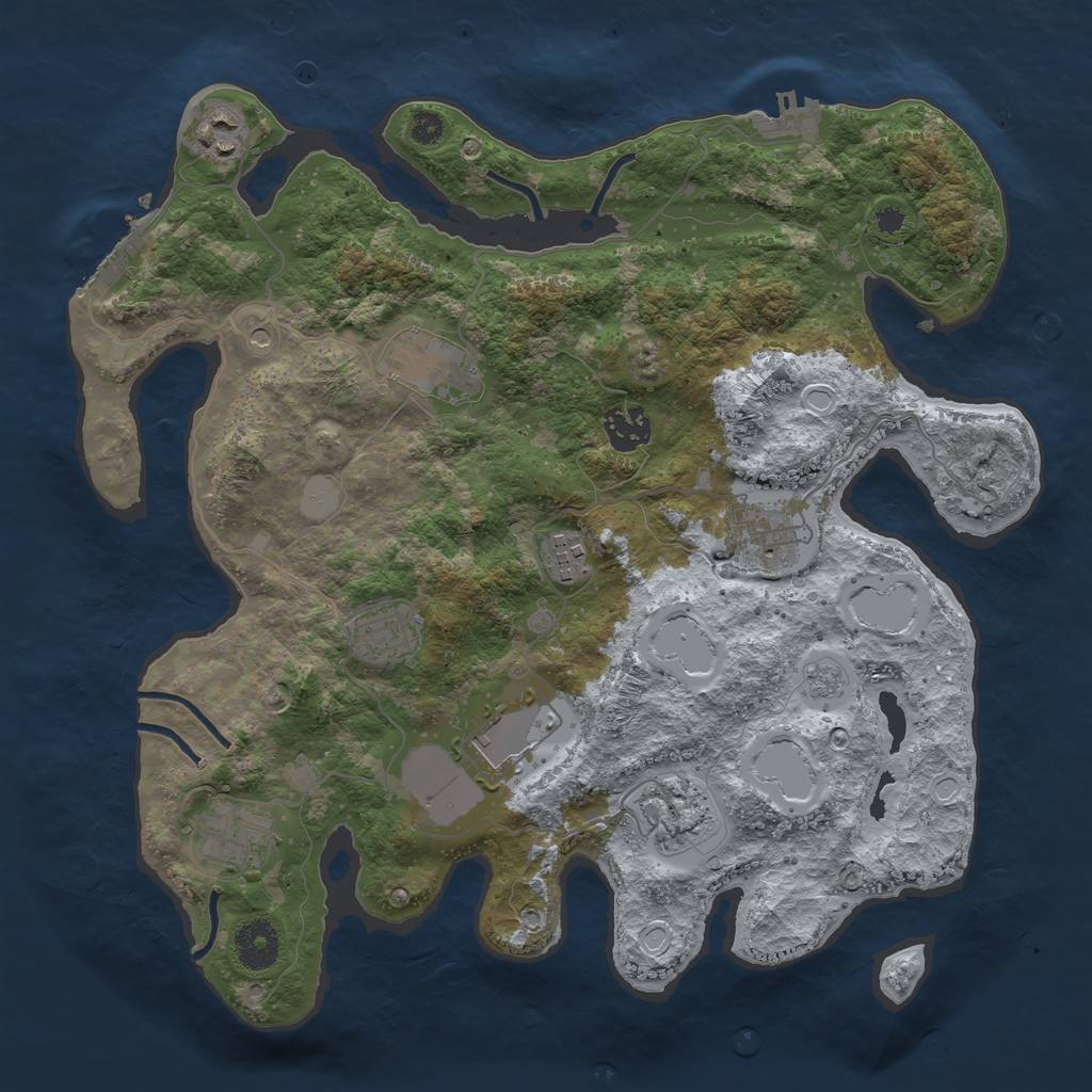 Rust Map: Procedural Map, Size: 3500, Seed: 12945429, 16 Monuments
