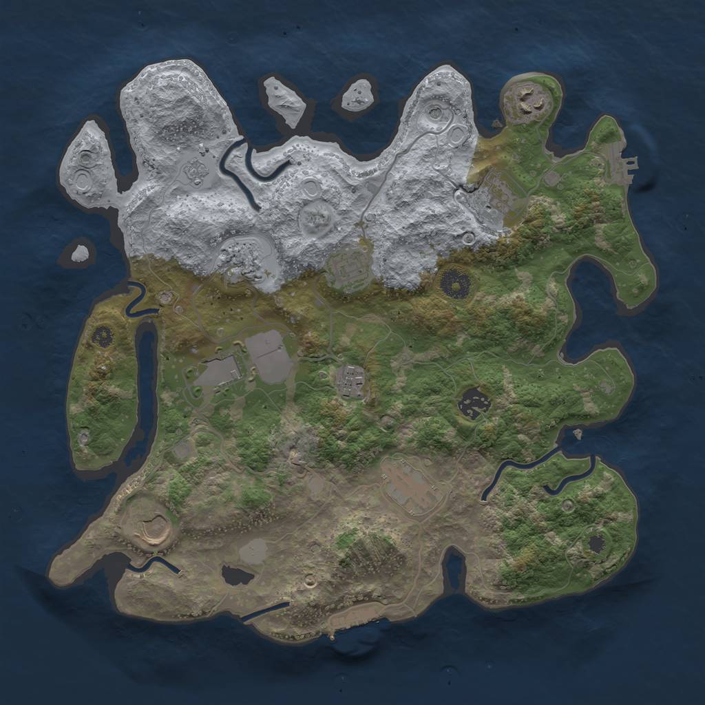 Rust Map: Procedural Map, Size: 3500, Seed: 59447182, 16 Monuments