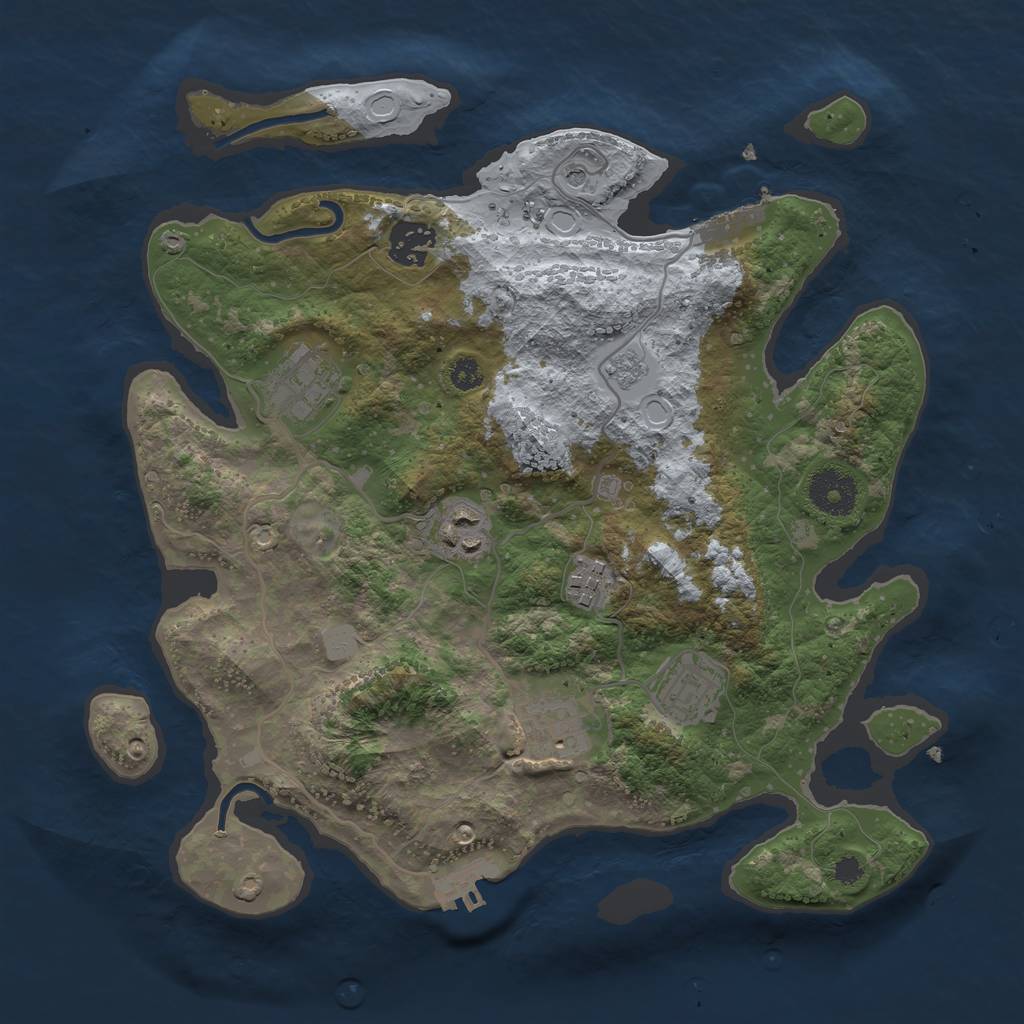 Rust Map: Procedural Map, Size: 3250, Seed: 617938535, 13 Monuments